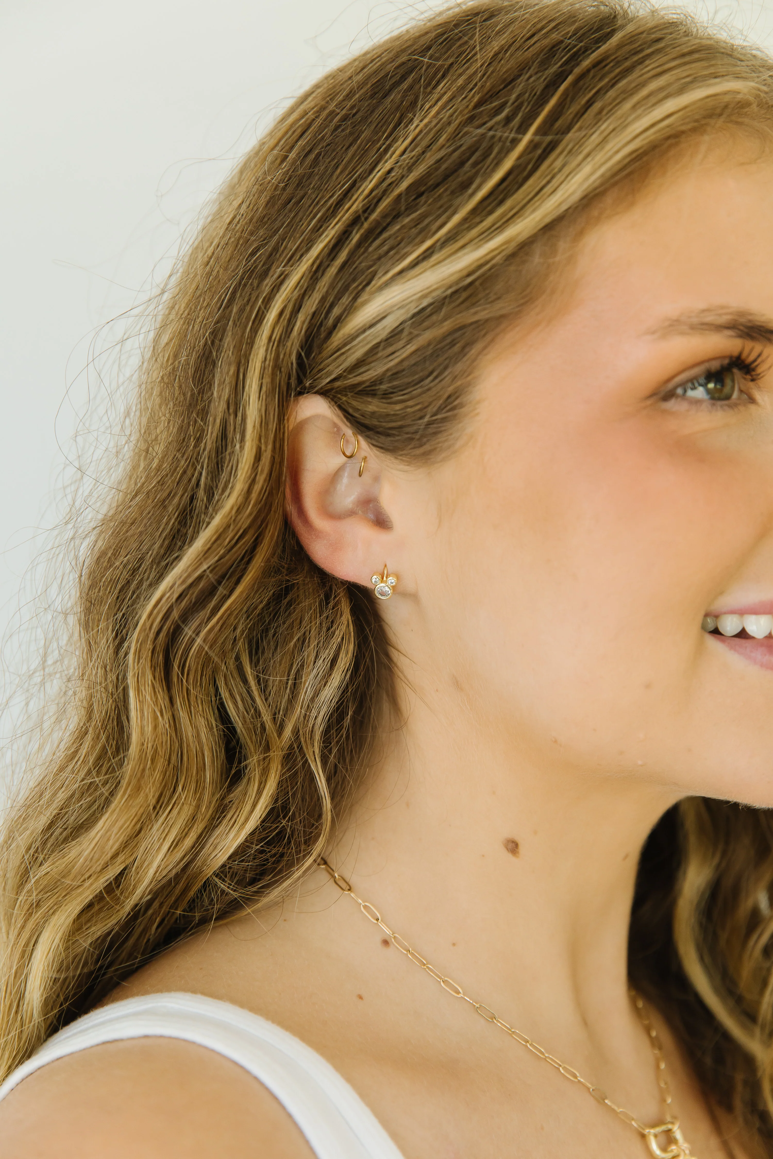 Diamond Mouse Ear Huggies - Image 4