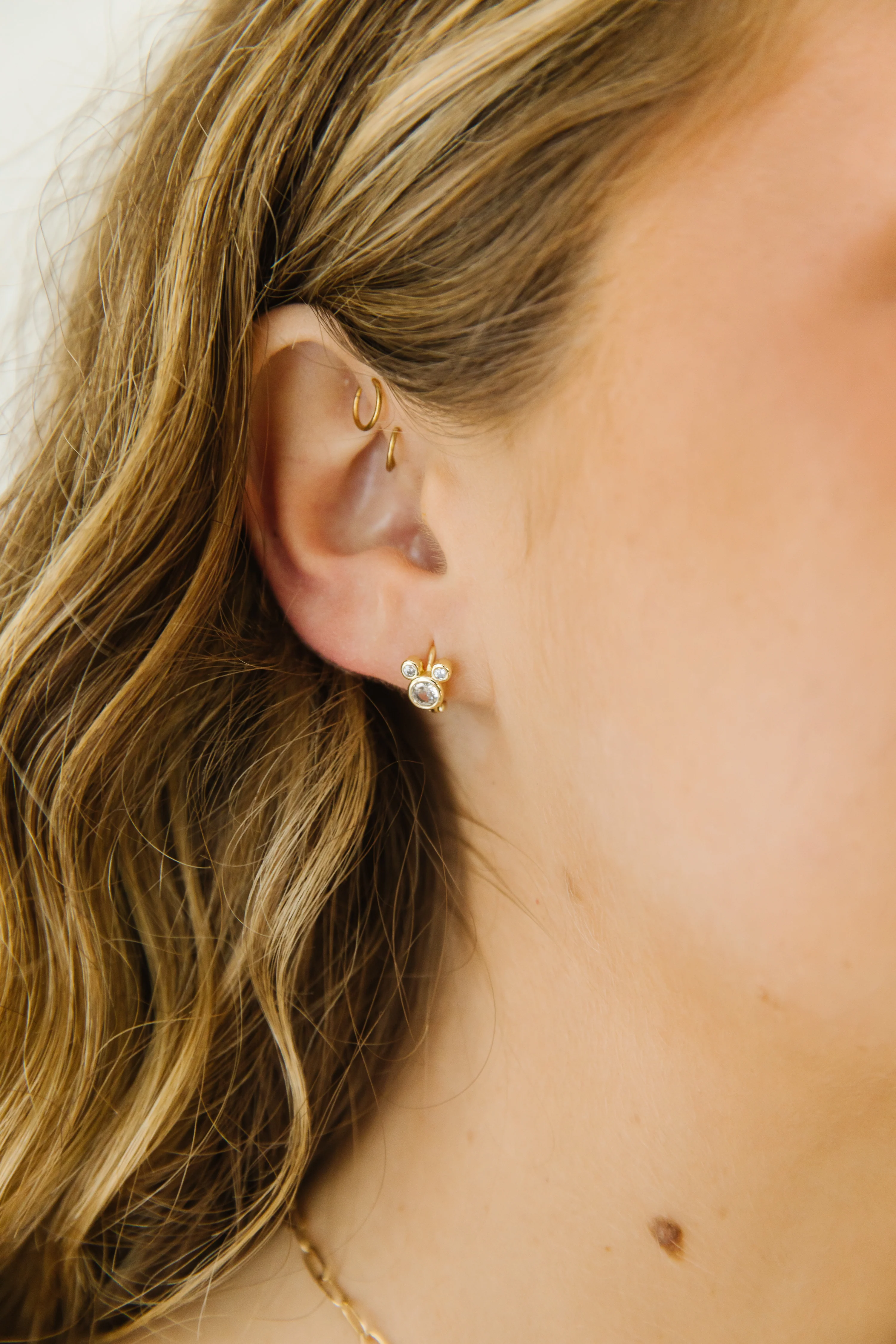 Diamond Mouse Ear Huggies - Image 6